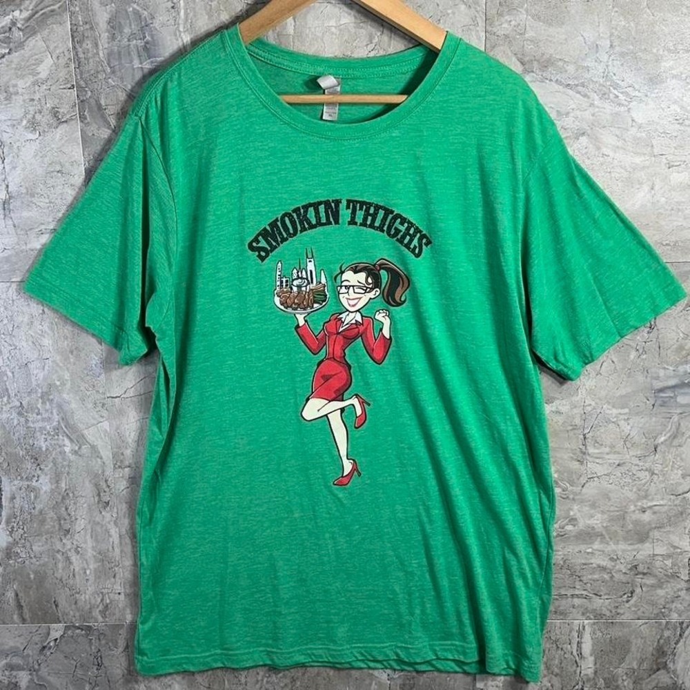 Green "Smokin' Thighs"‎ girl graphic tee Size XL #funnytees #graphictee